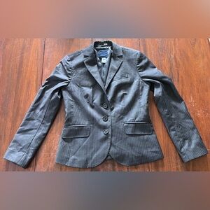 J. Crew 100% Wool Pinstripe Blazer Jacket | Size 2P | Gray Lined Career
